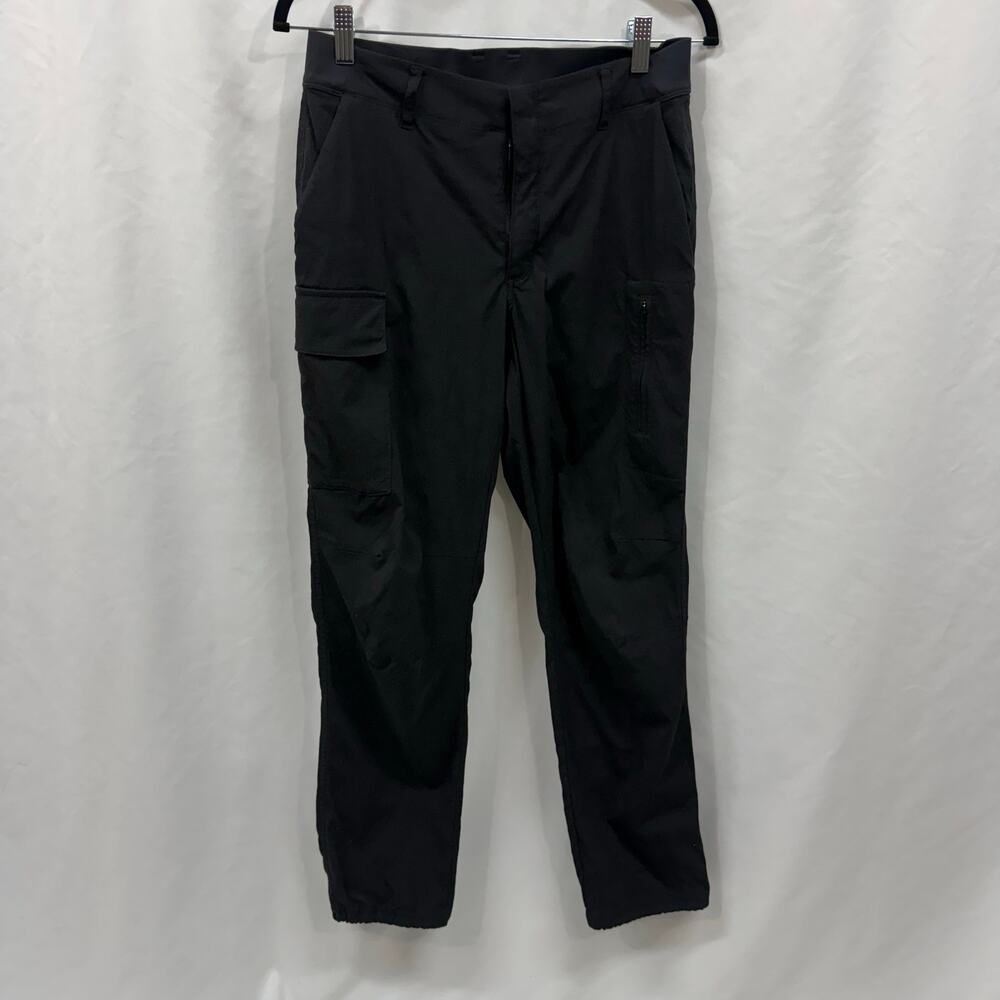 Athleta Trekkie Utility Cargo Pant Black Ripstop Straight Leg Elastic Bottom 6